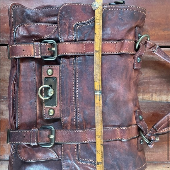 Frye Cameron Satchel GUC redwood dark brown medium 12x10 inches Dark Academia - Picture 9 of 15